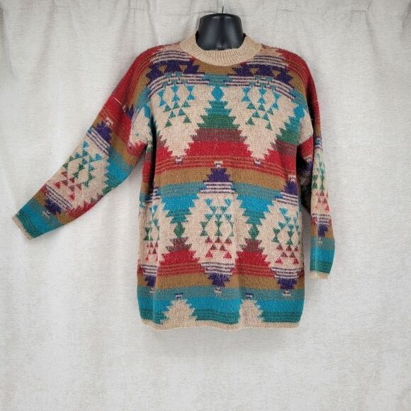 Vintage Angora Blend Southwestern Aztec Sweater - Picture 2 of 9